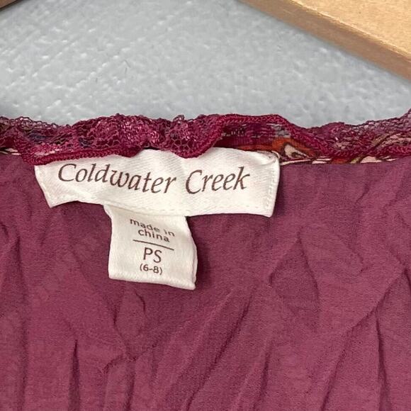 Coldwater Creek Size PS Petite Small Chiffon Crinkle Blouse Fairycore Romantic - Picture 7 of 9